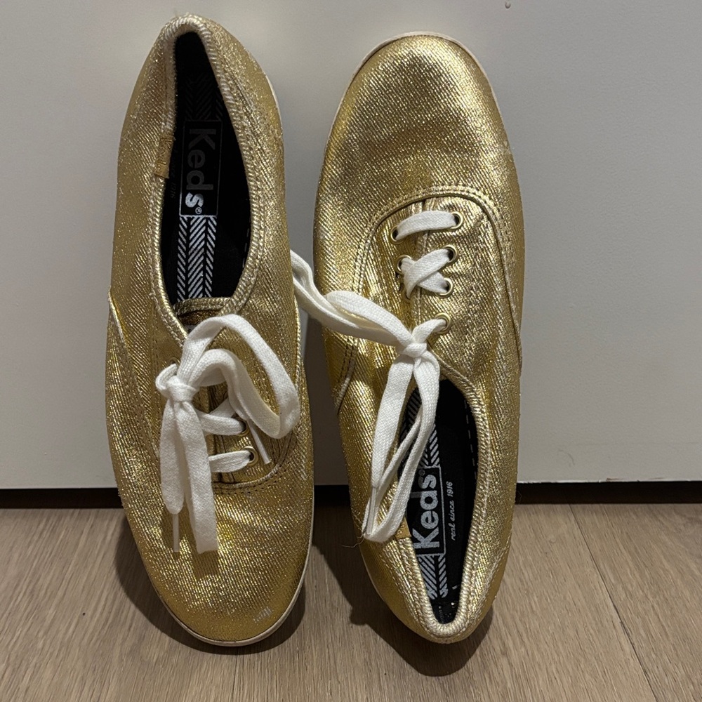 Keds Gold Sneakers with White Laces